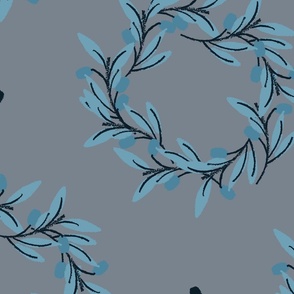 Olive Branch Wreaths in Peaceful Blue in Large Scale