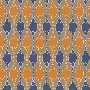 311 - Small scale in  muted mustard, dark denim blue and grey beige modern geometric  hand drawn pattern for napkins, placemats, table runners  as well as sweet nursery decor, kids apparel, baby accessories and crafts.