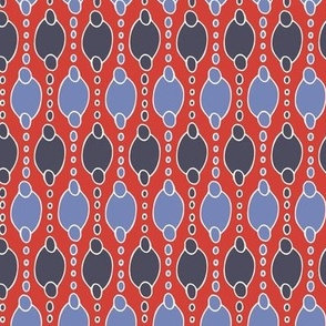 311 - Small scale  in tomato red, charcoal and blue grey  hand drawn modern geometric pattern for napkins, placemats, table runners  as well as sweet nursery decor, kids apparel, baby accessories and crafts.