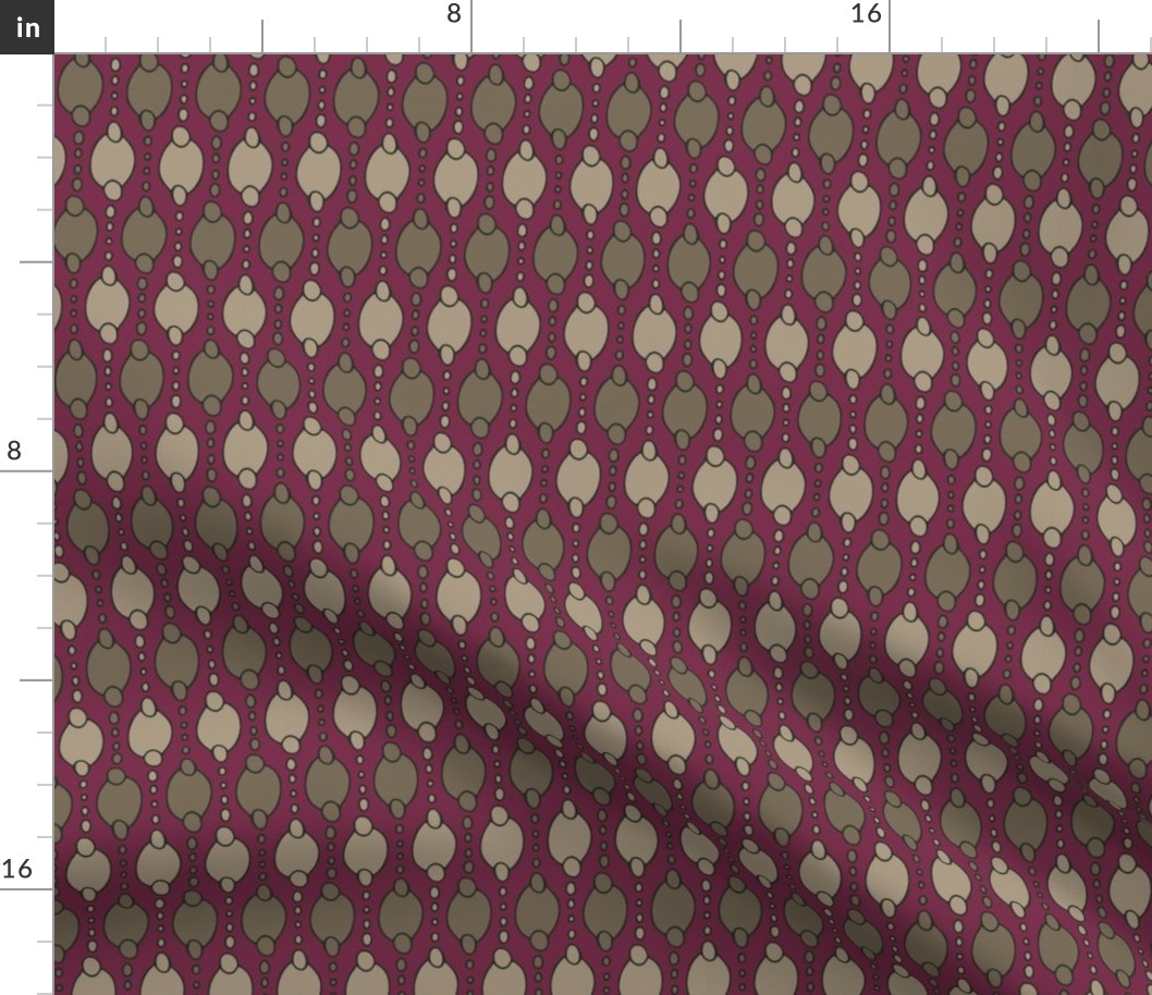 311 - Small scale modern geometric magenta violet, taupe beige and tawny brown hand drawn pattern for napkins, placemats, table runners  as well as sweet nursery decor, kids apparel, baby accessories and crafts.