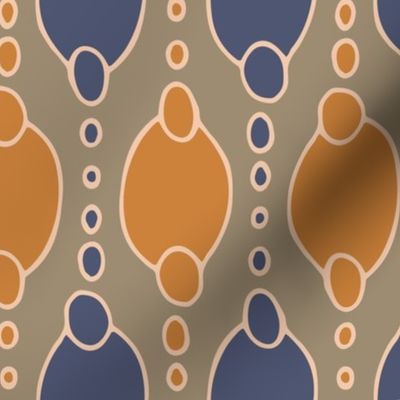 311 - Jumbo scale muted modern geometric mustard, dark denim blue and grey beige hand drawn pattern for wallpaper, curtains, minimalist duvet and sheet sets, table cloths and table runners