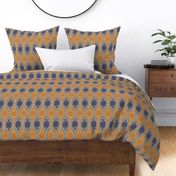 311 - Jumbo scale muted modern geometric mustard, dark denim blue and grey beige hand drawn pattern for wallpaper, curtains, minimalist duvet and sheet sets, table cloths and table runners