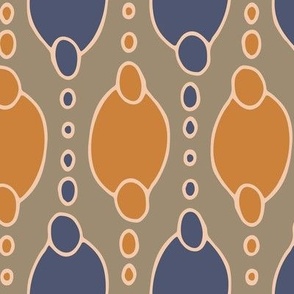 311 - Jumbo scale muted modern geometric mustard, dark denim blue and grey beige hand drawn pattern for wallpaper, curtains, minimalist duvet and sheet sets, table cloths and table runners