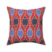 311 - Jumbo scale in tomato red, charcoal and blue grey hand drawn pattern for wallpaper, curtains, minimalist duvet and modern geometric sheet sets, table cloths and table runners