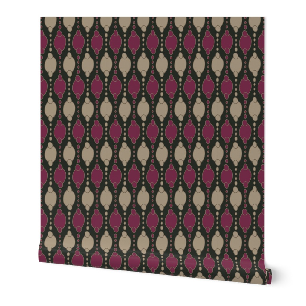 311 - Jumbo scale magenta violet, taupe beige and deep charcoal hand drawn modern geometric pattern for wallpaper, curtains, minimalist duvet and sheet sets, table cloths and table runners
