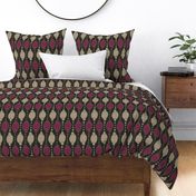 311 - Jumbo scale magenta violet, taupe beige and deep charcoal hand drawn modern geometric pattern for wallpaper, curtains, minimalist duvet and sheet sets, table cloths and table runners