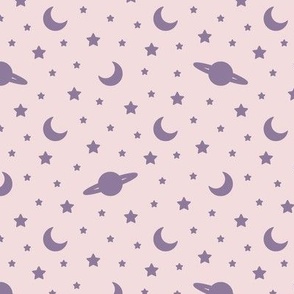 Cosmic Dreams - Pastel Pink with Purple Stars
