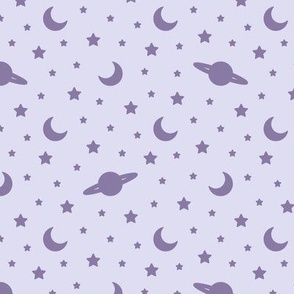 Cosmic Dreams - Pastel Purple with Purple Stars