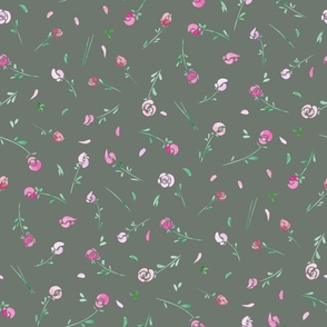 little roses - olive background