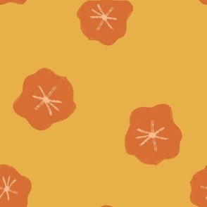 Hand Drawn Orange Simple Floral with Orange Background