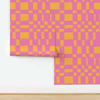 Pink Yellow Doodle Hand Drawn Checkerboard