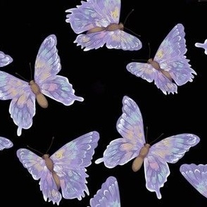 Iridescent Butterflies on Black