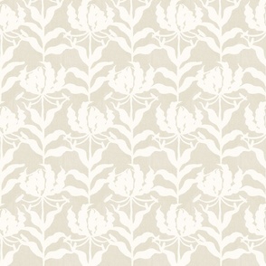 Glory Lily - White on Beige (Small Scale)
