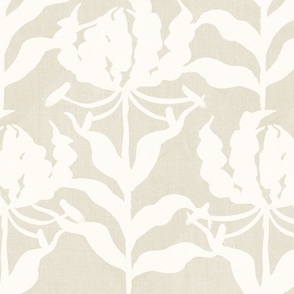 Glory Lily - White on Beige (Large Scale)
