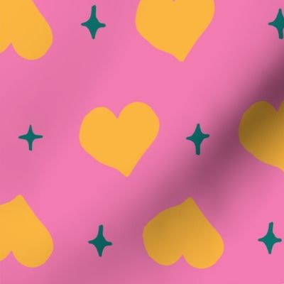 Pink Yellow Love and Sparkles Hand Drawn