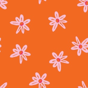 Hand Drawn Simple Floral with Orange Background