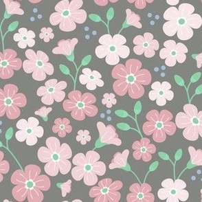 Ditsy floral print with  featuring spoonflower petal signature cotton solids  by art for joy lesja saramakova gajdosikova design