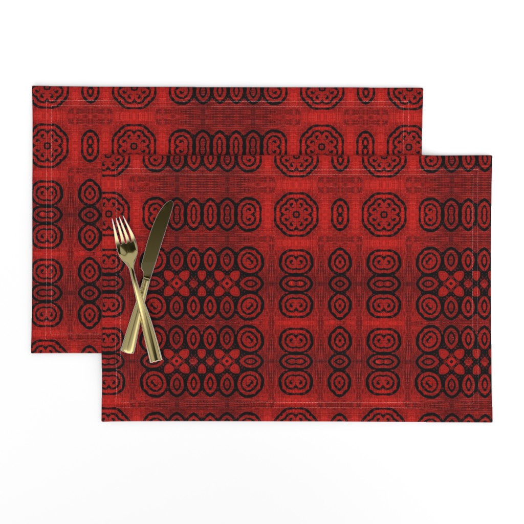 Ikat Crimson Red Primitive Weave 