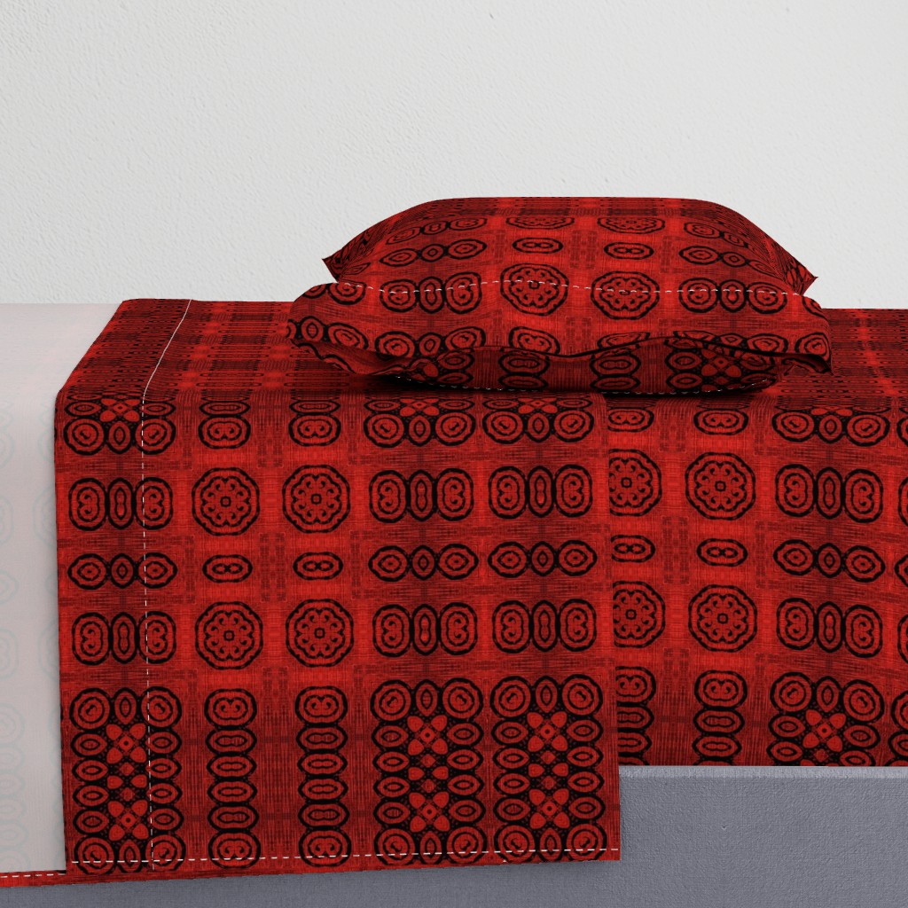 Ikat Crimson Red Primitive Weave 