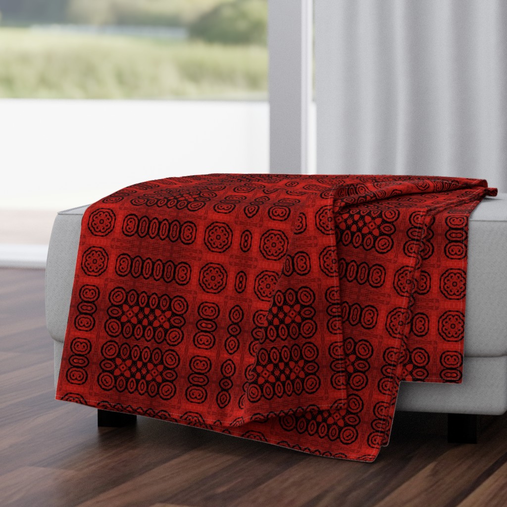 Ikat Crimson Red Primitive Weave 