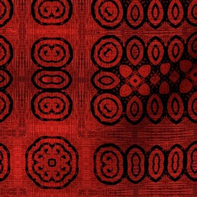 Ikat Crimson Red Primitive Weave 