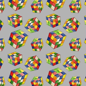 Rubiks Cube Watercolor - Grey
