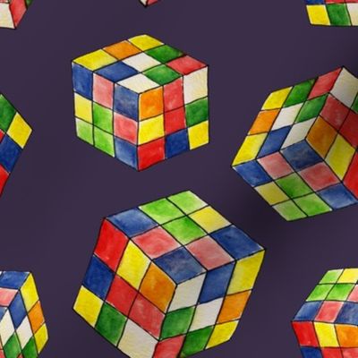 Rubiks Cube Watercolor - Purple