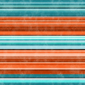 Large Scale Western Serape Stripes in Shades of Aqua Blue Turquoise and Orange