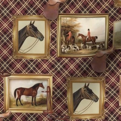 vintage equestrian wine plaid frames