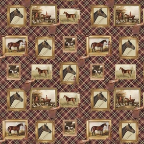 vintage equestrian wine plaid frames