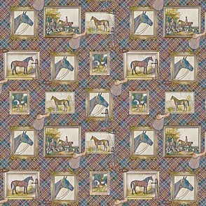 vintage equestrian mosaic pastel