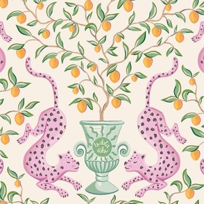 Leopards and lemons/pink green