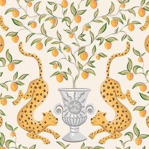 Leopards and lemons/orange grey