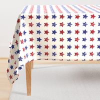 'Rustic Red and Navy Stars' on Ivory