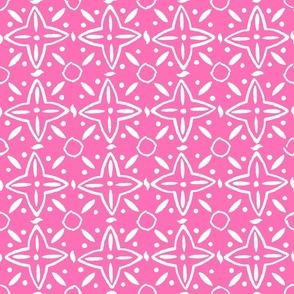 Lucy in the Sky - Diamonds and Stars - Hibiscus pink and white