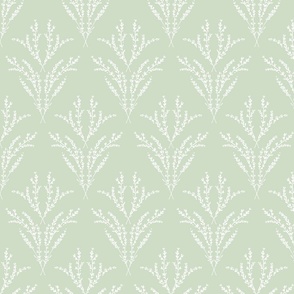 Lavender Damask for Wallpaper & Home Decor in Light Sage Green