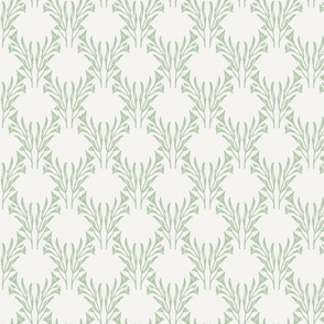 Traditional Lattice in Beige & Sage Green & White for Fabric, DIY Projects, & Wallpaper
