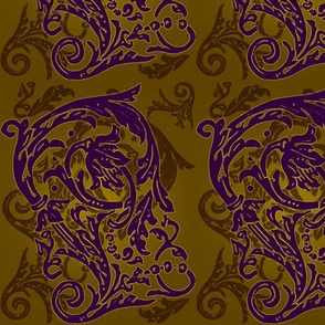 Baroque Curlicue in Gold and Purple