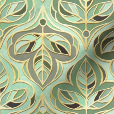 Gilded Sage and Olive Summer Leaf Tiles - medium