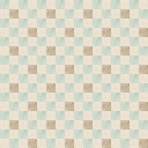 Neutral Block Pattern – Cream, Light Minty Green and Brown Plaid Fabric, Gender Neutral Fabric (block G) small scale