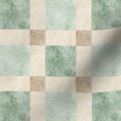 Neutral Plaid Blocks – Cream, Green and Light Minty Green Plaid Pattern, Gender Neutral Fabric (block J)
