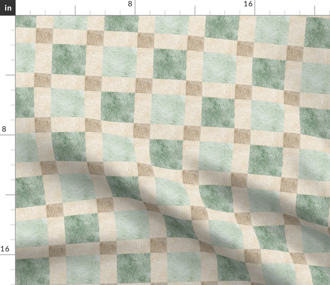 Neutral Plaid Blocks – Cream, Green and Light Minty Green Plaid Pattern, Gender Neutral Fabric (block J)