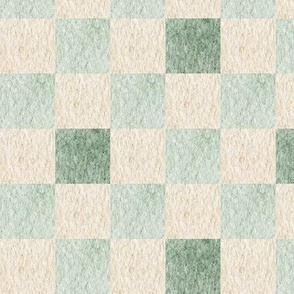 Neutral Block Pattern – Cream, Light Minty Green and Green Plaid Fabric, Gender Neutral Fabric (block H)