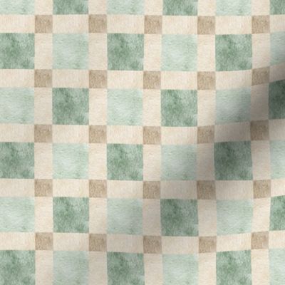 Neutral Plaid Blocks – Cream, Green and Light Minty Green Plaid Pattern, Gender Neutral Fabric (block J) small scale