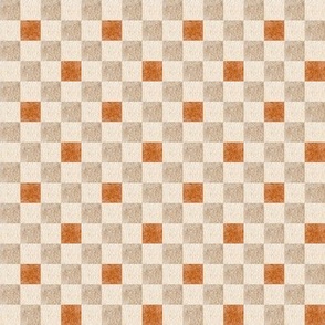 Neutral Block Pattern – Cream, Rust Red and Brown Plaid Fabric, Gender Neutral Fabric (block I) small scale