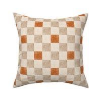 Neutral Block Pattern – Cream, Rust Red and Brown Plaid Fabric, Gender Neutral Fabric (block I)