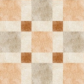 Neutral Plaid Blocks – Cream, Orange and Brown Plaid Pattern, Gender Neutral Fabric (block K)
