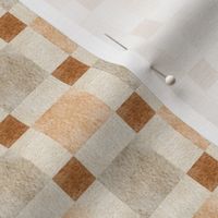 Neutral Plaid Blocks – Cream, Orange and Brown Plaid Pattern, Gender Neutral Fabric (block K) small scale
