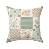 4 1/2" Sweet Neutral Baby Quilt – Gender Neutral Nursery, Baby Elephants, Soft Colors, Newborn Blanket, Cream Orange Green pattern B