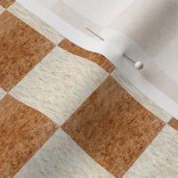 1 1/2” Neutral Blocks – Cream and Rust Red Check, Gender Neutral Fabric